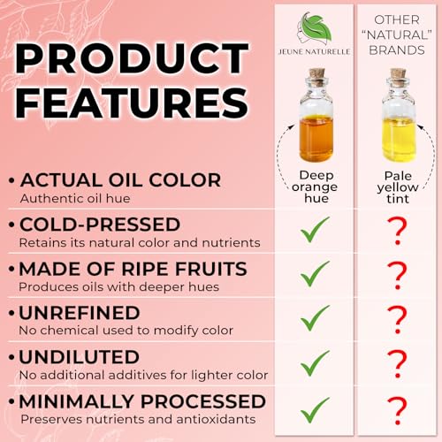 Rosehip Oil - Pure, Virgin, Cold Pressed - From Whole Berries (Pulp & Seeds), Natural Deep Orange Hue for Intensive Skin Repair - Undiluted Organic Rosehip Seed Oil, 2 oz