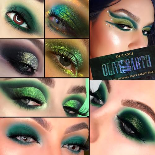 Olive Green Eyeshadow Palette - 12 Colors Pigmented Matte & Shimmer