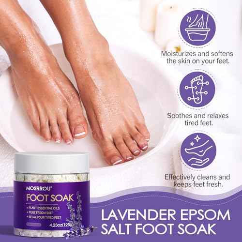 Pedicure Kit For Feet 4pcs Foot Spa Kit For Christmas Birthday Valentine's Women Men Gift Lavender Feet Care Kit for Dry Cracked Foot Soak Salt Foot Callus Remover Gel Foot File Foot Cream