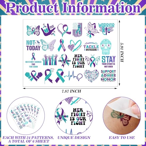 144 Piece Suicide Awareness Temporary Tattoos Bulk Pack