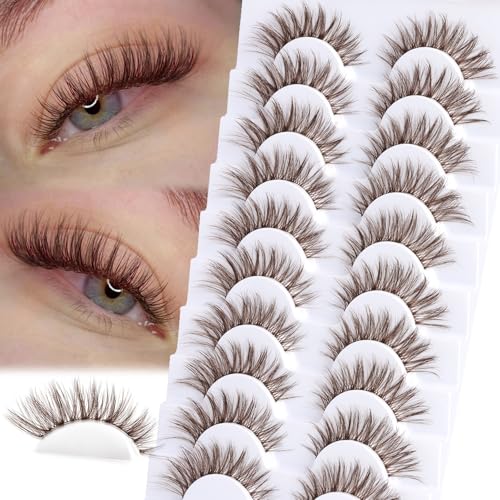 Dark Brown Wispy Lashes 16mm Cat Eye Faux Mink