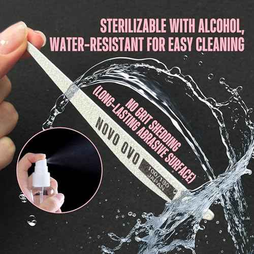 NOVO OVO Thin Nail File 10 PCS Professional Double Sided Extra Slim,Reusable,Emery Board(100/180 Grit) Nail Styling Tools for Home and Salon,Manicure Pedicure Tool and Nail Buffering Files