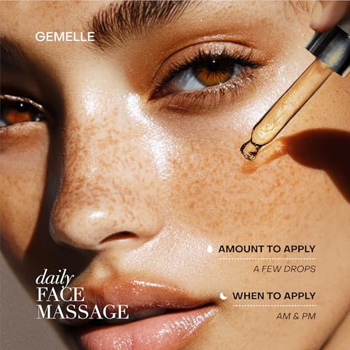 GEMELLE Lymphatic Gua Sha Face Oil + Anti-Aging Face Oil ? Morning & Night 15ml | Reduce Puffiness, Sculpt, Hydrate, Repair & Protect | Premium Natural Botanical Oil | Use with Gua Sha Facial Tools