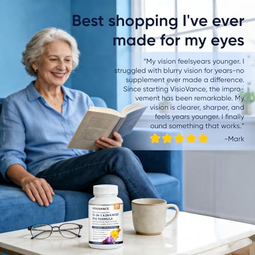 VisioVance 15 in 1 Advanced Eye Formula - Eye Vitamins with Lutein & Bilberry, 60 Count