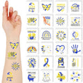 Landhoow 240 Pcs Down Syndrome Awareness Tattoos Temporary Glitter Blue Yellow Ribbon Stickers Boys Girls Tattoos Body Stickers for Prevention of Down Syndrome Favor Charity Campaign Supplies