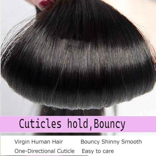 12A Straight Bundles Human Hair 18 20 22 24 Inch, 100% Unprocessed Brazilian Virgin Bundles Human Hair Straight Quick Weave Bundles for Women, Sew In Hair Extensions 400g/Pack Natural Black Color