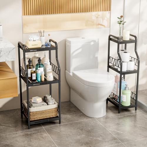 HapiRm 3-Tier Narrow Bathroom Shelf Organizer - Expandable Metal Rack