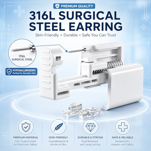 Anzero Disposable Ear Piercing Gun Kit with 316L CZ Studs