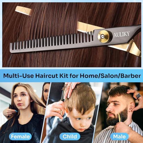 AULikY 15-Piece Hair Cutting Scissors Kit | Professional Stainless Steel Shears