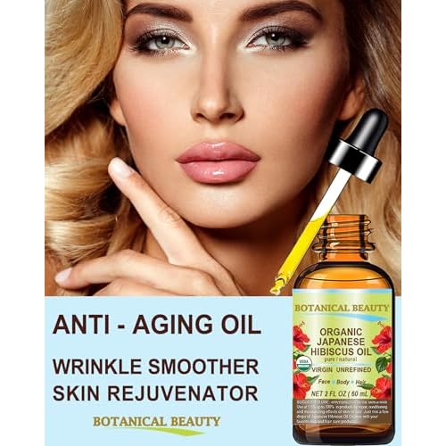 Botanical Beauty Organic HIBISCUS OIL (Hibiscus Sabdariffa) JAPANESE 100 Pure Natural VIRGIN UNREFINED COLD PRESSED Anti Aging, Vitamin E Oil for FACE, SKIN, HAIR GROWTH (4 Fl Oz)