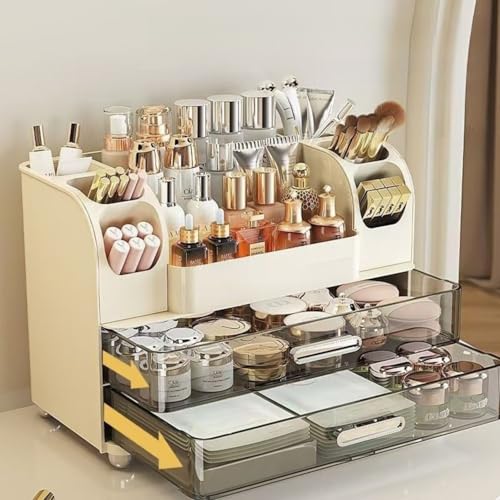 Makeup Organizer with Drawers - Elegant Vanity Storage Case