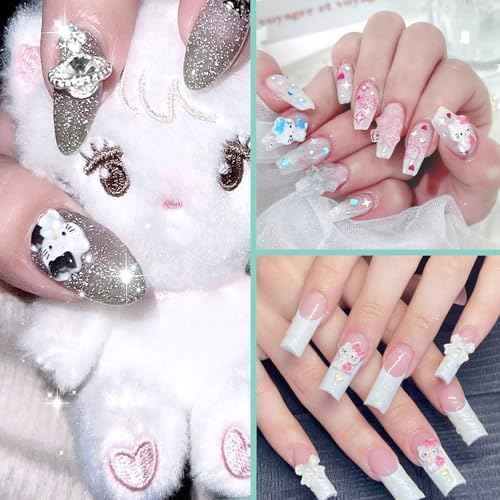 120pcs Kawaii Nail Art Charms Resin Kitty Nail Charms Cute 3D Cartoon Y2k Nail DIY Accessories for Girls and Women(Style 1)