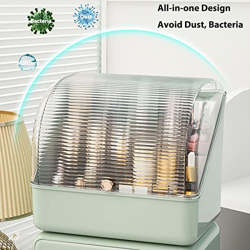 Makeup Organizer Cosmetics Makeup Storage Box Skincare Organizers Waterproof and Dustproof with Cover Cosmetic Display Case (Light Grey C)