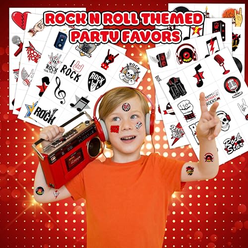 96PCS Rock N Roll Temporary Tattoos - Glow in Dark Party Favors