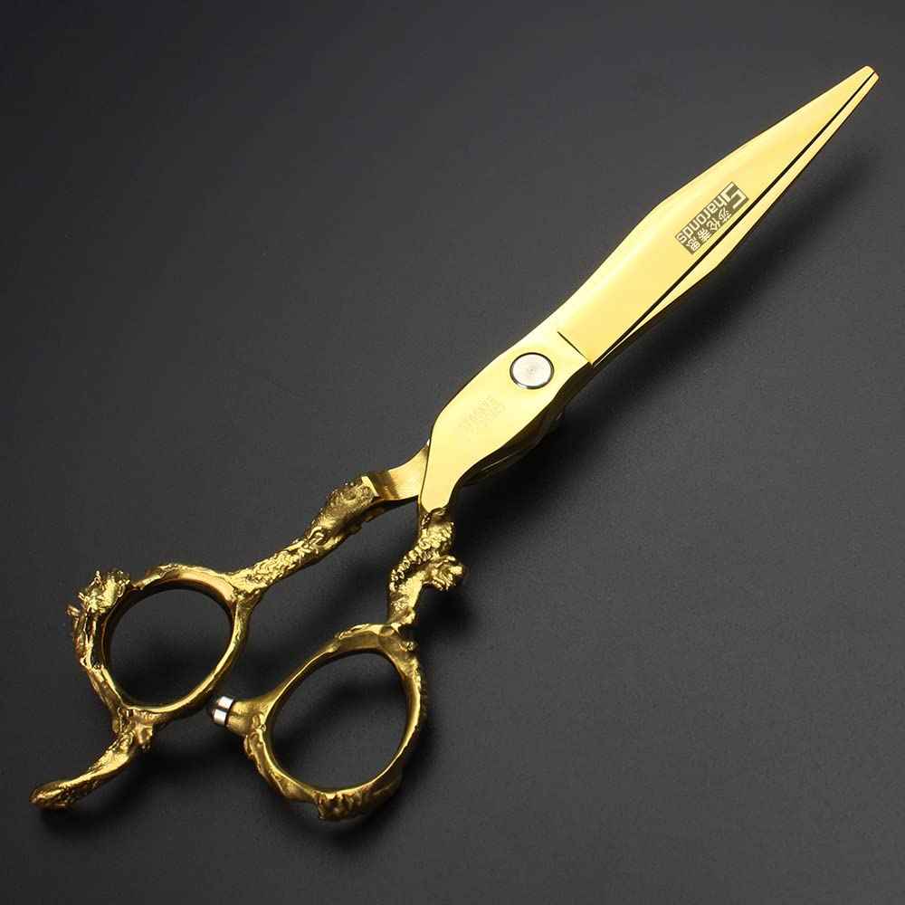 6 inch /7 inch salon professional salon scissors salon hairdresser hair cutting hairstyle pruning tools Japan 440c high hardness stainless steel golden (Gold)