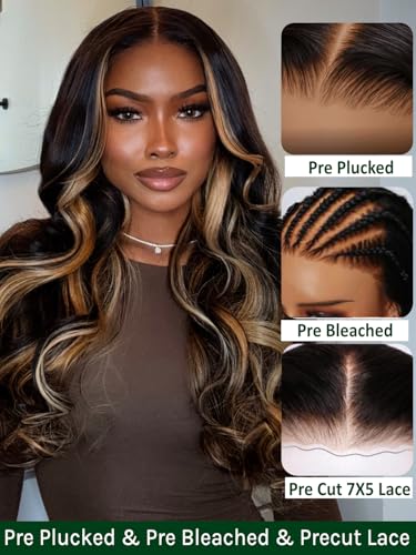 KLAIYI Glueless Ombre Blonde Loose Wave Wig 24" - Curtain Bang