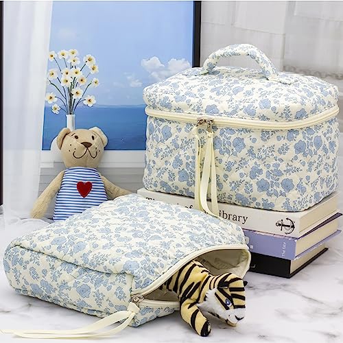 PAZIMIIK Quilted Makeup Bag Large Travel Cosmetic Pouch