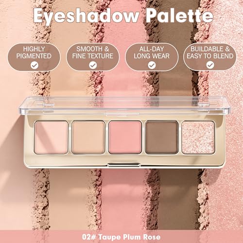 Neutral Eyeshadow Palette - 5 Nude Brown Matte & Shimmer Shades