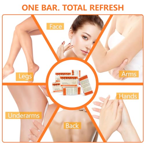 Dermis 8 Natural Carrot Soap Bar ? Brightening & Nourishing Face & Body Soap ? Made with Carrot Extract, Jojoba & Camellia Oils (200g x 6 Pack)