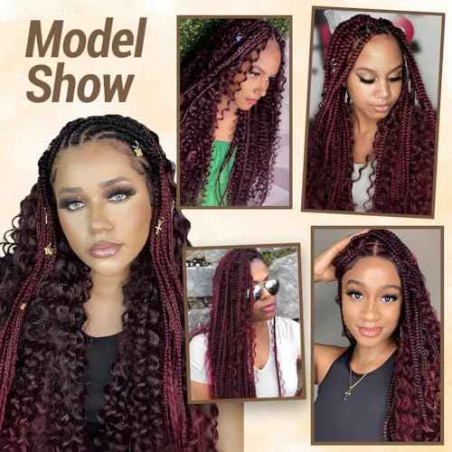 Human Braiding Hair for Boho Knotless Braids 3 Bundles 16 Inches 120g Deep Wave Bulk Human Hair for Braiding Hair Wet and Wavy 10A Brazilian Virgin Human Bohemian Hair for Braiding 99J