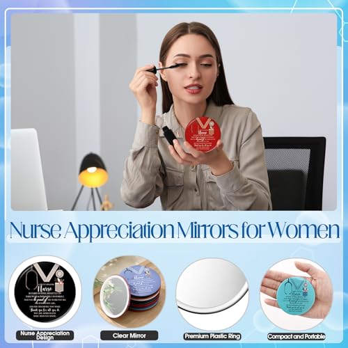 Geetery 50 Pcs Nurse Week Gifts Bulk Mini Compact Mirrors Nuese Appreciation Gifts Bulk for Women Portable Pocket Mirror Thank You for Nursing Practitioner Medical Female CNA (2.7 Inches,Classic)