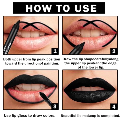 Black Liquid Lipstick & Liner Kit - Matte, Long-Lasting
