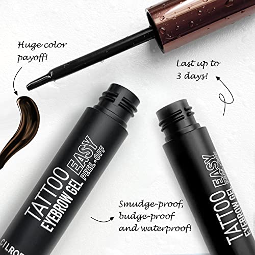 Cilrofelr Tattoo Peel Off Eyebrow Gel, 3-Day Waterproof Brow Tint (2 Pack)