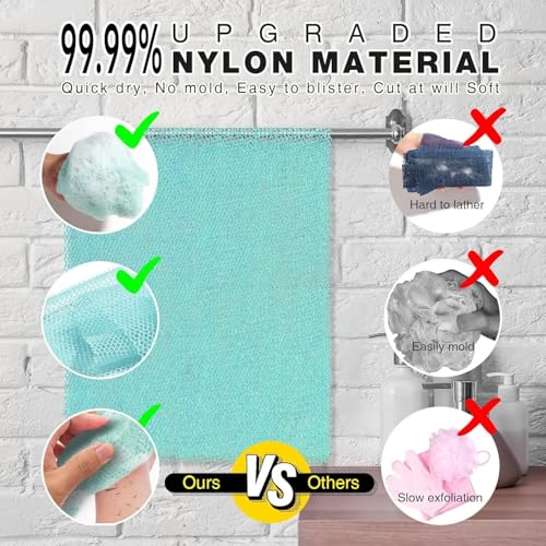 UJFQBH Green African Bath Sponge Exfoliating Loofah Long Body Scrubber for Daily Use