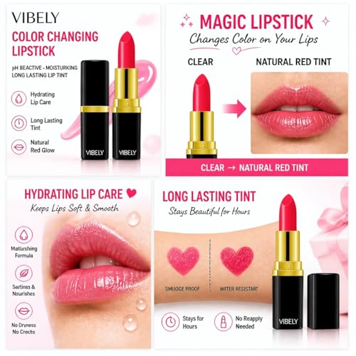 Vibely Magic Color Changing Lipstick – pH Reactive Red