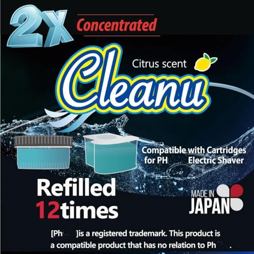 2X Concentrated Shaver Cleaning Solution Refill Compatible with Philips Norelco SmartClean & Quick Clean Pod Systems ? Makes Up to 12 Cartridge Refills, 1L (33.8 oz), Made in Japan