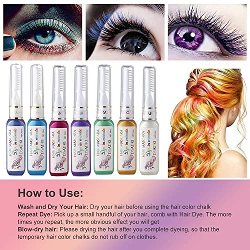 DSADKI Temporary Hair Color Mascara - Washable Non-Toxic Dye Stick (Gold)