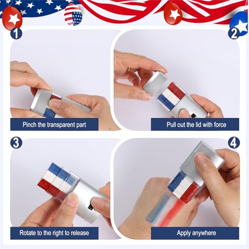 CHENXYUAN 2 Pcs Patriotic Red White Blue Face Paint Sticks for 4th of July Sports Events - Model 1