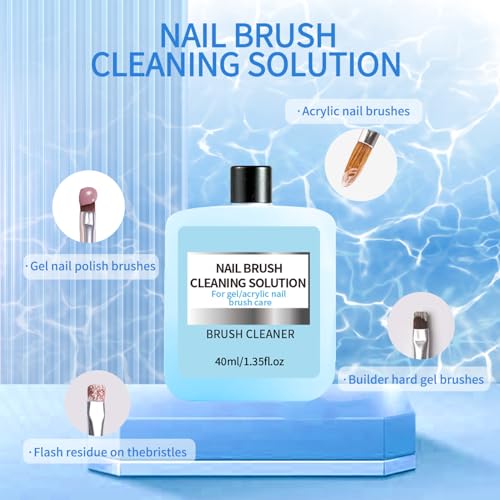 40ml Nail Brush Cleaner for Acrylic Nails - Fast-Acting Solution