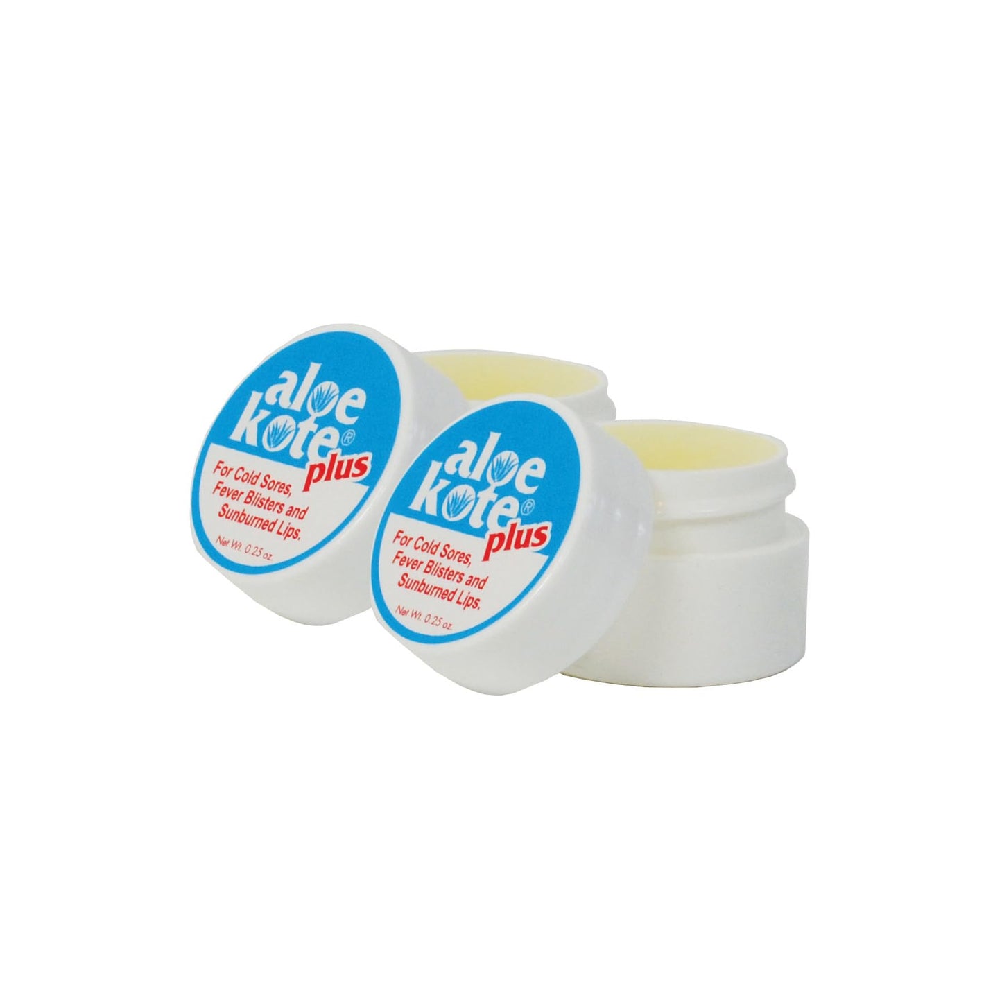 Aloe Kote Plus Medicated Lip Balm - .50 Oz. Jar - With Natural Moisturizing Oils and Hydrating Aloe Vera Gel - Alcohol-Free - Menthol, Phenol, and Camphor- Assorted Lip Care Pack - 2 pack