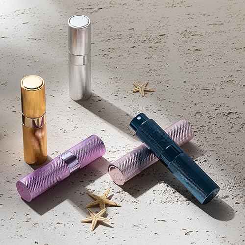 LISAPACK Perfume Travel Refillable Bottle - Atomizer Cologne Spray for Men Portable - Mini Sprayer Empty for Refill - Small Size 8ML Striped (Blue, Black, Gold)