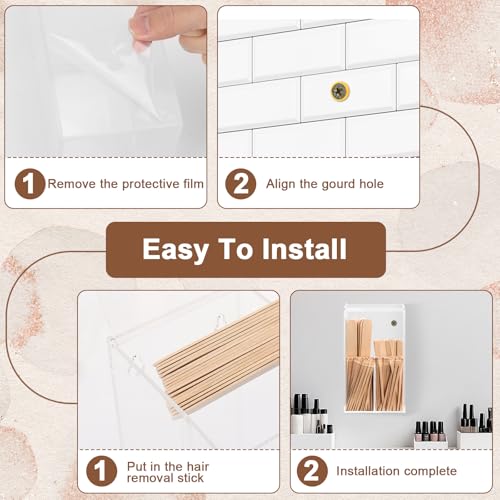 300 PCS 4 Style Waxing Sticks Wooden with Acrylic Organizer Assorted Wax Applicator Sticks Small Medium Large Popsicle Sticks Bulk Craft Sticks Jumbo for Body Legs Face WoodCraft Tongue Depressor