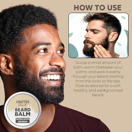 Beard Balm - Sandalwood Bourbon - 2oz Tin - Beard Wax - Light Hold - (SB)