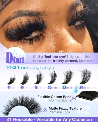 Delyneph Fluffy Lash Clusters C-280D&300D Thick Volume Eyelash Extensions