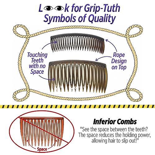 Grip-Tuth Large Styling Side Combs, 3.25" - 2 Pack