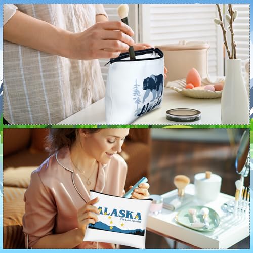16 Pcs Alaska Cosmetic Bag Souvenir Gifts Makeup Bag Travel Vacation Zipper Pouch Purse for Women Birthday Trip Gifts Party Favors
