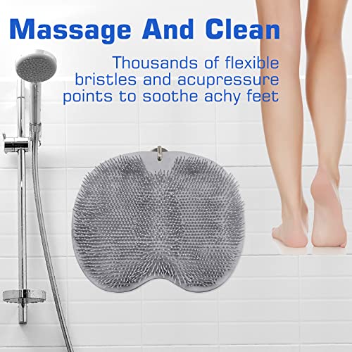 Shower Foot Scrubber Mat with Back Washer & Suction Cups