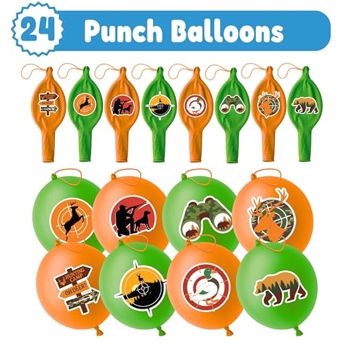 72-Piece Hunting Party Favors Set - Tattoos & Punch Balloons