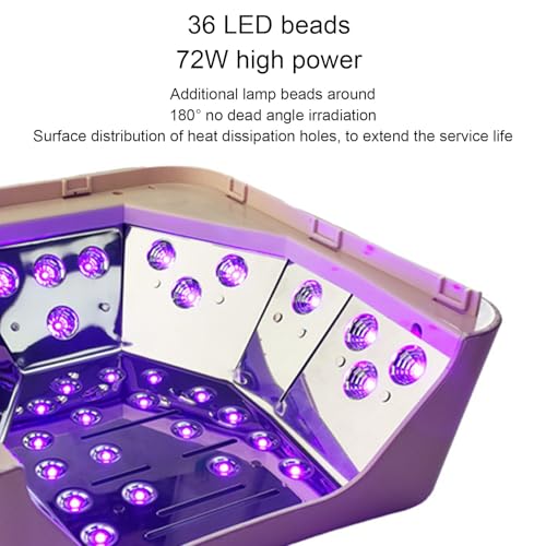 Dioche US Plug UV LED Nail Lamp with 4 Timers, Auto Sensor & 36 Beads for Gel Nails