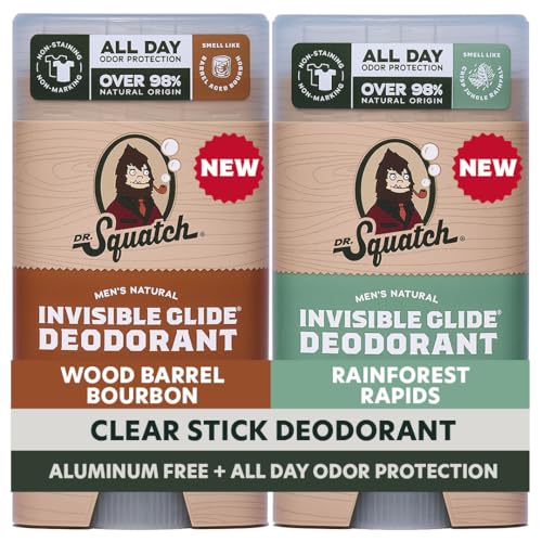 Dr. Squatch Invisible Glide Natural Deodorant for Men, 2-Pack