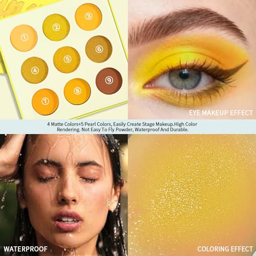 9-Color Yellow Gold Eyeshadow Palette – Matte & Shimmer
