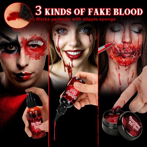 Halloween SFX Makeup Kit 24pcs - Fake Blood, Scar Wax, Face Paint