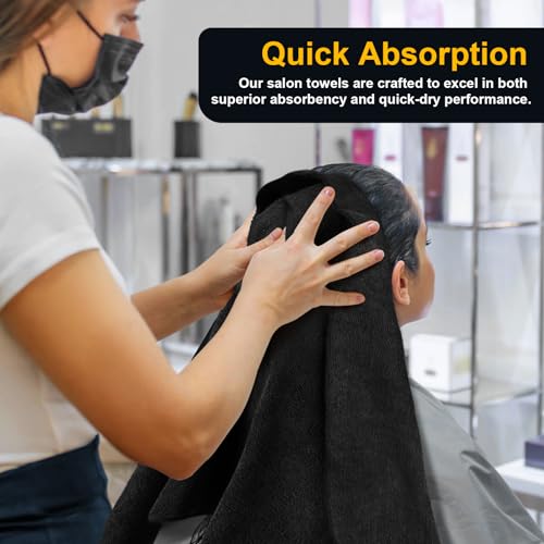 UNIMADE Salon Towels 24 Pack, 16x29 Microfiber Black