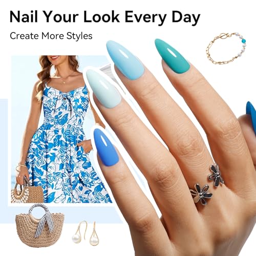 Blue Shades Nail Polish Set - Quick-Dry, No Lamp Needed - Blue Collection