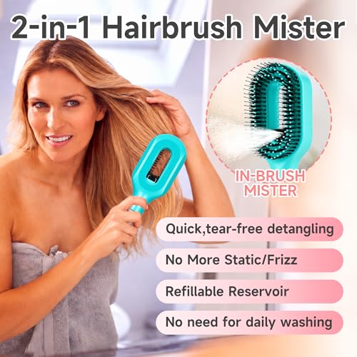 FUNAN 2-in-1 Detangling Hair Brush with Spray Bottle, 50ml