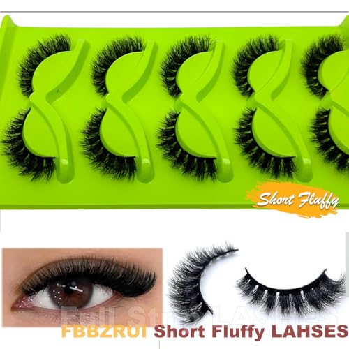 Short Fluffy Lashes Cat Eye Wispy Faux Mink Natural Strip False Lashes Volume 3D Cateye Eyelashes Natural Look
